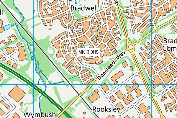 MK13 9HS map - OS VectorMap District (Ordnance Survey)