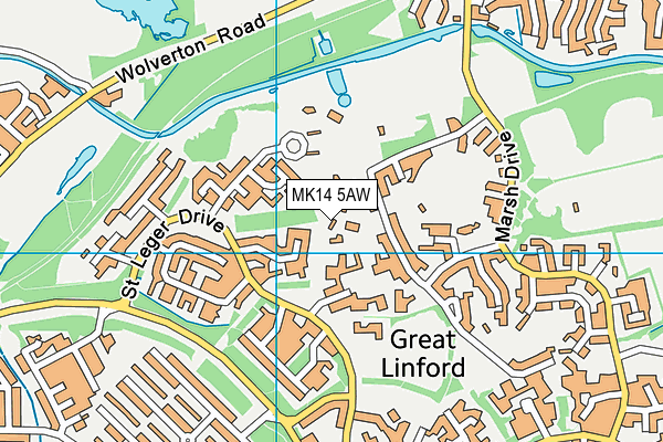 MK14 5AW map - OS VectorMap District (Ordnance Survey) MK14 5AW map - OS VectorMap District (Ordnance Survey)