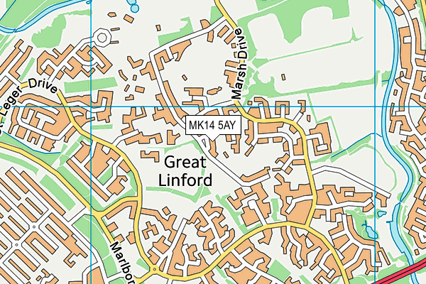MK14 5AY map - OS VectorMap District (Ordnance Survey) MK14 5AY map - OS VectorMap District (Ordnance Survey)