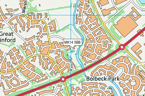 MK14 5BB map - OS VectorMap District (Ordnance Survey) MK14 5BB map - OS VectorMap District (Ordnance Survey)