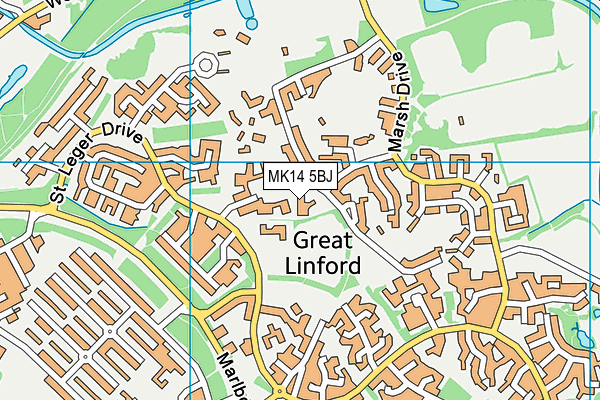 MK14 5BJ map - OS VectorMap District (Ordnance Survey) MK14 5BJ map - OS VectorMap District (Ordnance Survey)