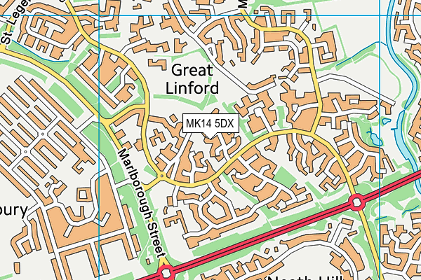 MK14 5DX map - OS VectorMap District (Ordnance Survey) MK14 5DX map - OS VectorMap District (Ordnance Survey)