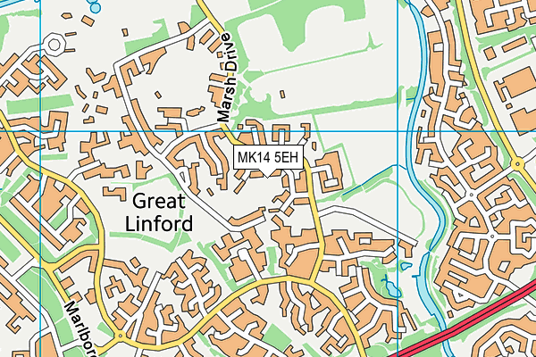 MK14 5EH map - OS VectorMap District (Ordnance Survey) MK14 5EH map - OS VectorMap District (Ordnance Survey)