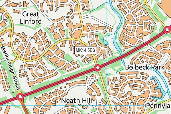 MK14 5ES map - OS VectorMap District (Ordnance Survey) MK14 5ES map - OS VectorMap District (Ordnance Survey)
