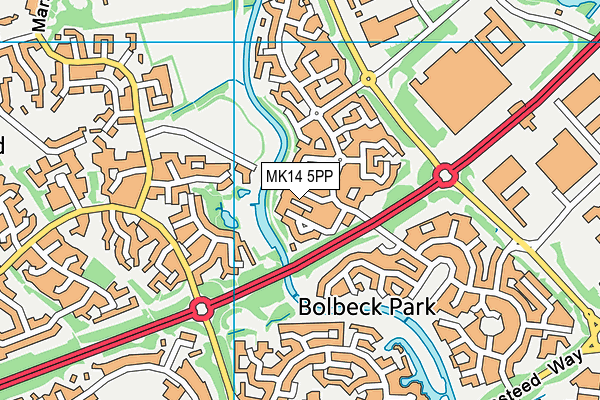 MK14 5PP map - OS VectorMap District (Ordnance Survey) MK14 5PP map - OS VectorMap District (Ordnance Survey)