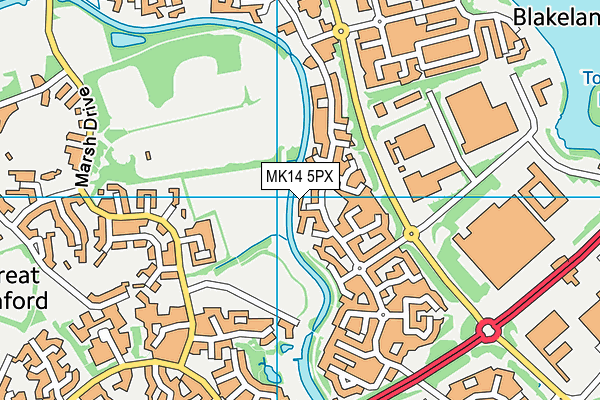MK14 5PX map - OS VectorMap District (Ordnance Survey) MK14 5PX map - OS VectorMap District (Ordnance Survey)