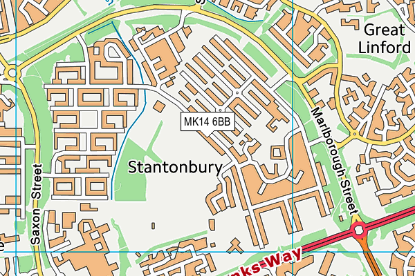 MK14 6BB map - OS VectorMap District (Ordnance Survey) MK14 6BB map - OS VectorMap District (Ordnance Survey)