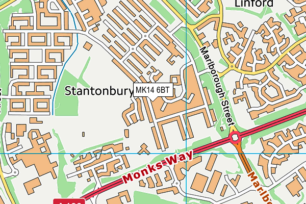 MK14 6BT map - OS VectorMap District (Ordnance Survey)