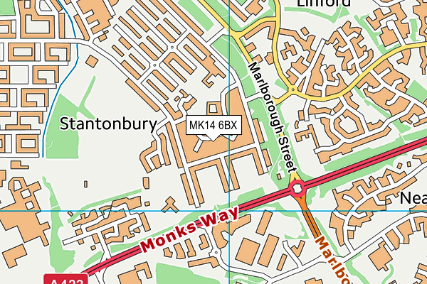 MK14 6BX map - OS VectorMap District (Ordnance Survey) MK14 6BX map - OS VectorMap District (Ordnance Survey)