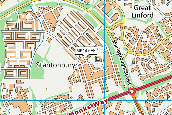 MK14 6EF map - OS VectorMap District (Ordnance Survey) MK14 6EF map - OS VectorMap District (Ordnance Survey)