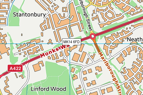 MK14 6FD map - OS VectorMap District (Ordnance Survey)