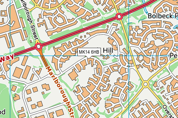 MK14 6HB map - OS VectorMap District (Ordnance Survey)