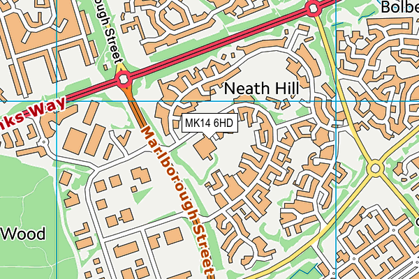 MK14 6HD map - OS VectorMap District (Ordnance Survey)
