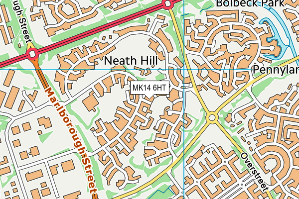 MK14 6HT map - OS VectorMap District (Ordnance Survey)