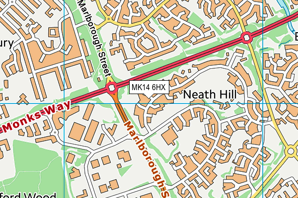 MK14 6HX map - OS VectorMap District (Ordnance Survey) MK14 6HX map - OS VectorMap District (Ordnance Survey)