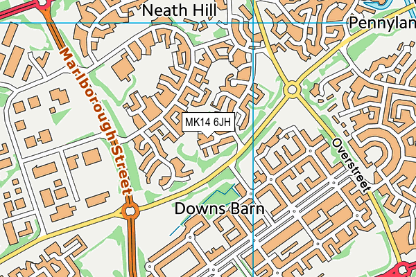 MK14 6JH map - OS VectorMap District (Ordnance Survey)