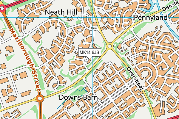 MK14 6JS map - OS VectorMap District (Ordnance Survey)