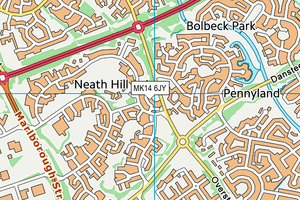 MK14 6JY map - OS VectorMap District (Ordnance Survey) MK14 6JY map - OS VectorMap District (Ordnance Survey)