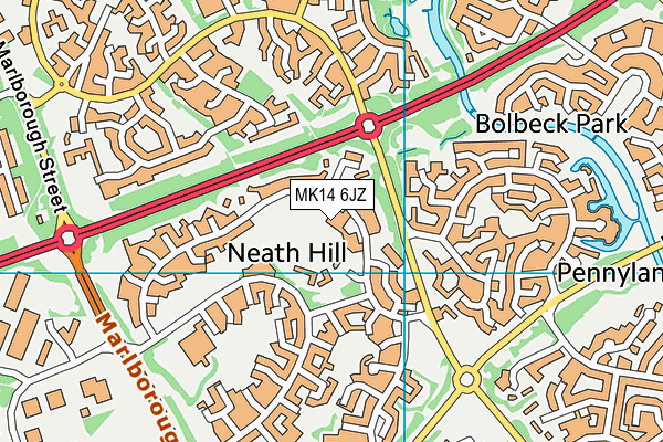 MK14 6JZ map - OS VectorMap District (Ordnance Survey) MK14 6JZ map - OS VectorMap District (Ordnance Survey)