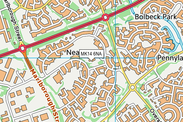MK14 6NA map - OS VectorMap District (Ordnance Survey) MK14 6NA map - OS VectorMap District (Ordnance Survey)