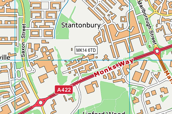 MK14 6TD map - OS VectorMap District (Ordnance Survey)