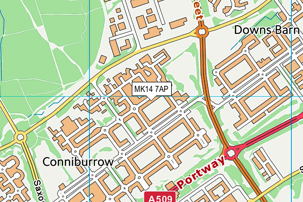 MK14 7AP map - OS VectorMap District (Ordnance Survey)