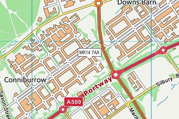 MK14 7AX map - OS VectorMap District (Ordnance Survey) MK14 7AX map - OS VectorMap District (Ordnance Survey)