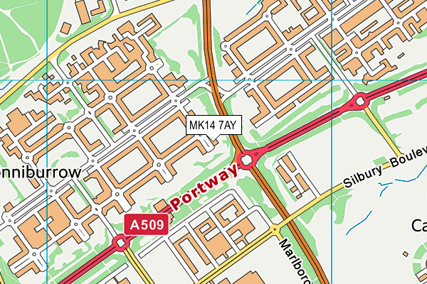 MK14 7AY map - OS VectorMap District (Ordnance Survey) MK14 7AY map - OS VectorMap District (Ordnance Survey)