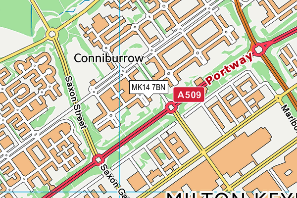 MK14 7BN map - OS VectorMap District (Ordnance Survey) MK14 7BN map - OS VectorMap District (Ordnance Survey)
