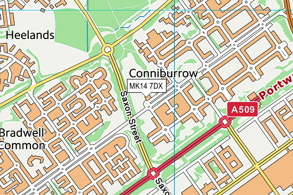 MK14 7DX map - OS VectorMap District (Ordnance Survey)