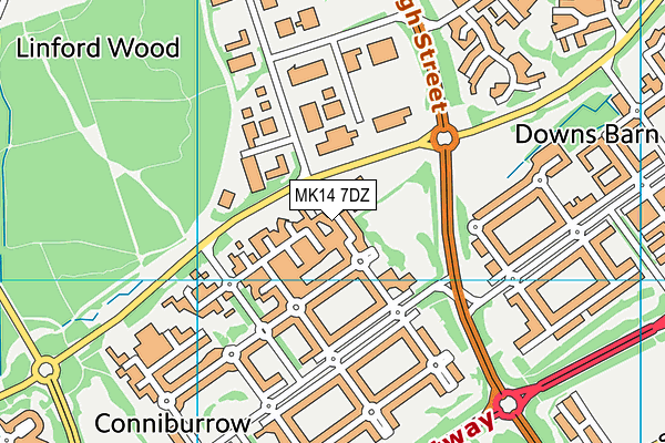 MK14 7DZ map - OS VectorMap District (Ordnance Survey)