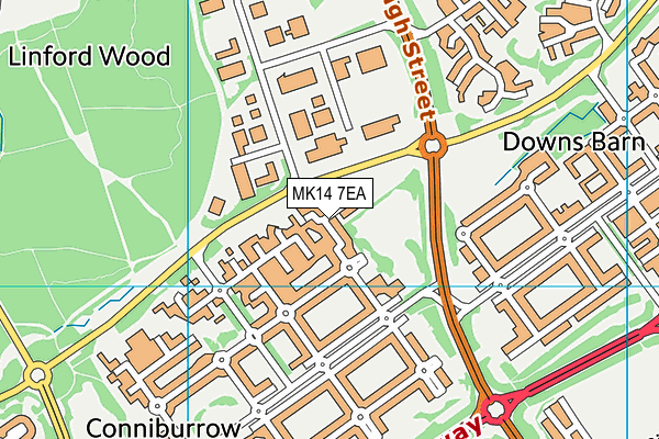 MK14 7EA map - OS VectorMap District (Ordnance Survey) MK14 7EA map - OS VectorMap District (Ordnance Survey)