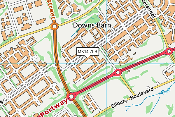 MK14 7LB map - OS VectorMap District (Ordnance Survey) MK14 7LB map - OS VectorMap District (Ordnance Survey)