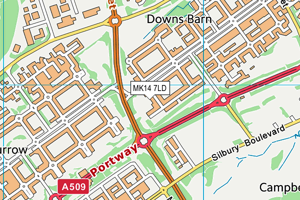MK14 7LD map - OS VectorMap District (Ordnance Survey) MK14 7LD map - OS VectorMap District (Ordnance Survey)