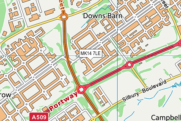 MK14 7LE map - OS VectorMap District (Ordnance Survey)