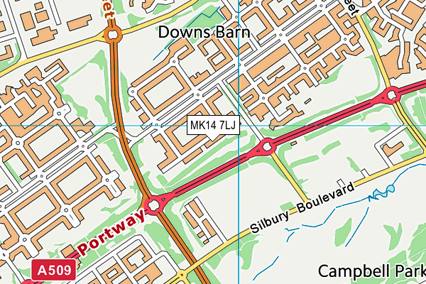 MK14 7LJ map - OS VectorMap District (Ordnance Survey)