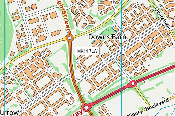 MK14 7LW map - OS VectorMap District (Ordnance Survey) MK14 7LW map - OS VectorMap District (Ordnance Survey)