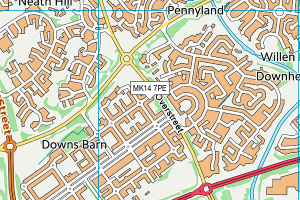 MK14 7PE map - OS VectorMap District (Ordnance Survey) MK14 7PE map - OS VectorMap District (Ordnance Survey)