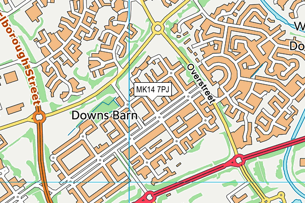 MK14 7PJ map - OS VectorMap District (Ordnance Survey) MK14 7PJ map - OS VectorMap District (Ordnance Survey)