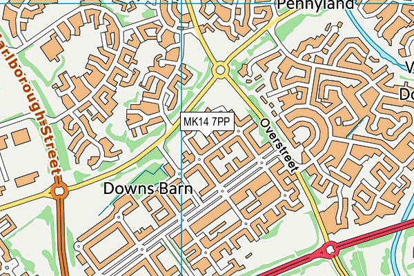 MK14 7PP map - OS VectorMap District (Ordnance Survey)