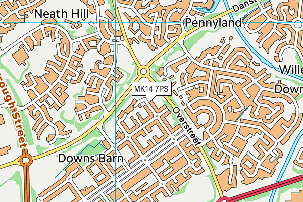 MK14 7PS map - OS VectorMap District (Ordnance Survey)