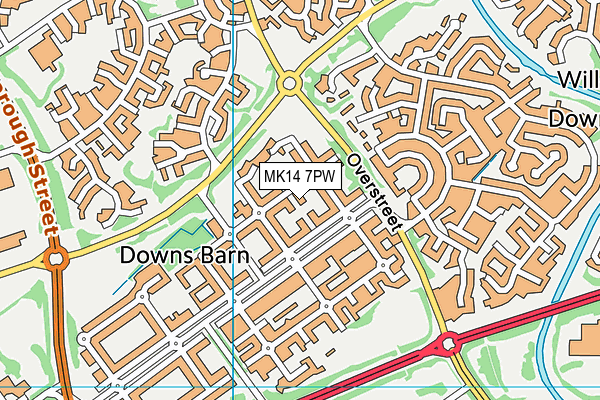 MK14 7PW map - OS VectorMap District (Ordnance Survey) MK14 7PW map - OS VectorMap District (Ordnance Survey)
