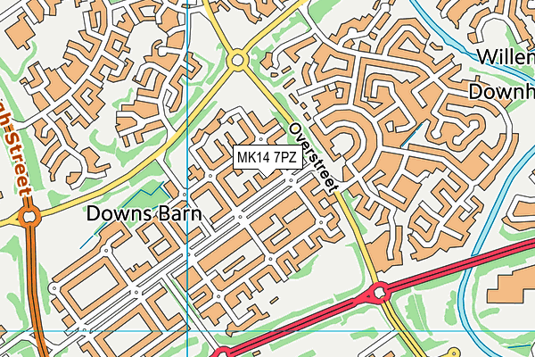 MK14 7PZ map - OS VectorMap District (Ordnance Survey) MK14 7PZ map - OS VectorMap District (Ordnance Survey)