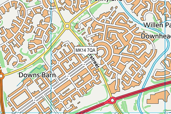 MK14 7QA map - OS VectorMap District (Ordnance Survey) MK14 7QA map - OS VectorMap District (Ordnance Survey)