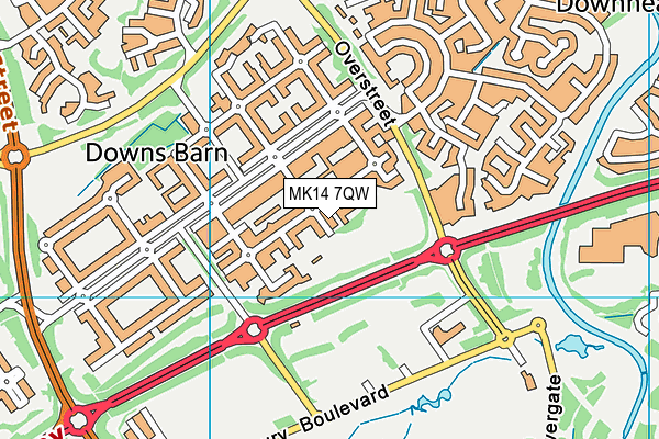 MK14 7QW map - OS VectorMap District (Ordnance Survey) MK14 7QW map - OS VectorMap District (Ordnance Survey)