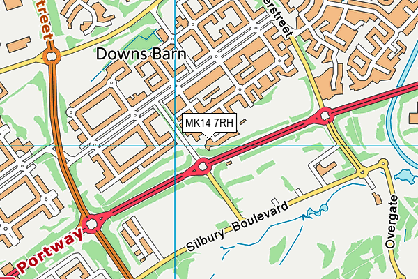 MK14 7RH map - OS VectorMap District (Ordnance Survey)