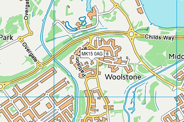MK15 0AG map - OS VectorMap District (Ordnance Survey)