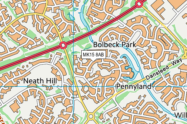 MK15 8AB map - OS VectorMap District (Ordnance Survey) MK15 8AB map - OS VectorMap District (Ordnance Survey)