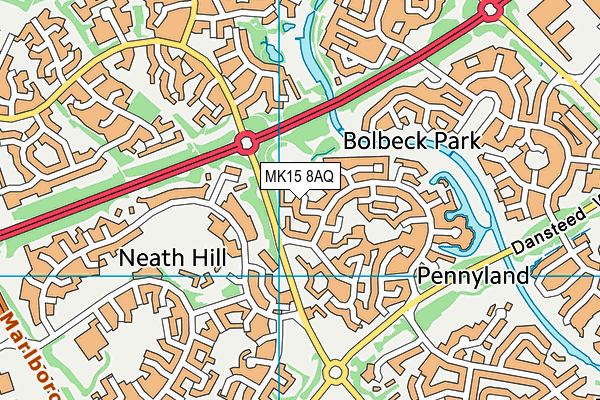 MK15 8AQ map - OS VectorMap District (Ordnance Survey)