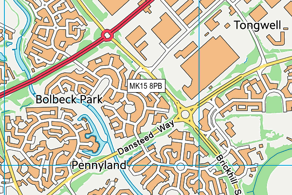 MK15 8PB map - OS VectorMap District (Ordnance Survey)